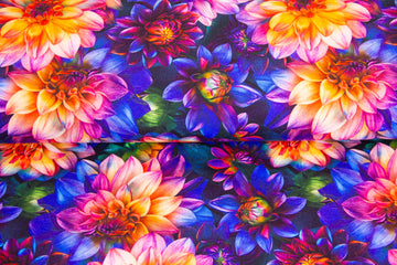 French Terry, Digital Print, Full Floral Multicolor, Blumen, 0,5 m